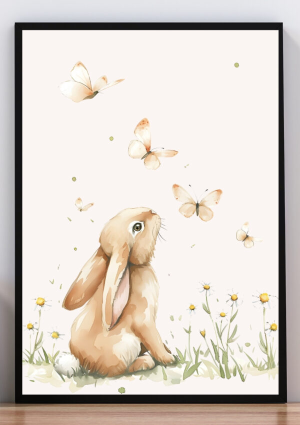 Cuadro conejito y flores