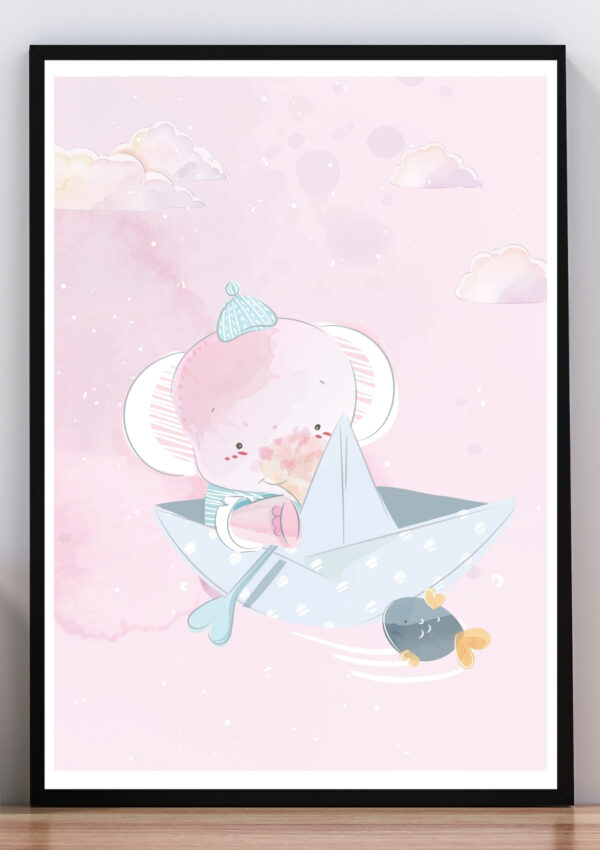 Cuadro elefante rosa I