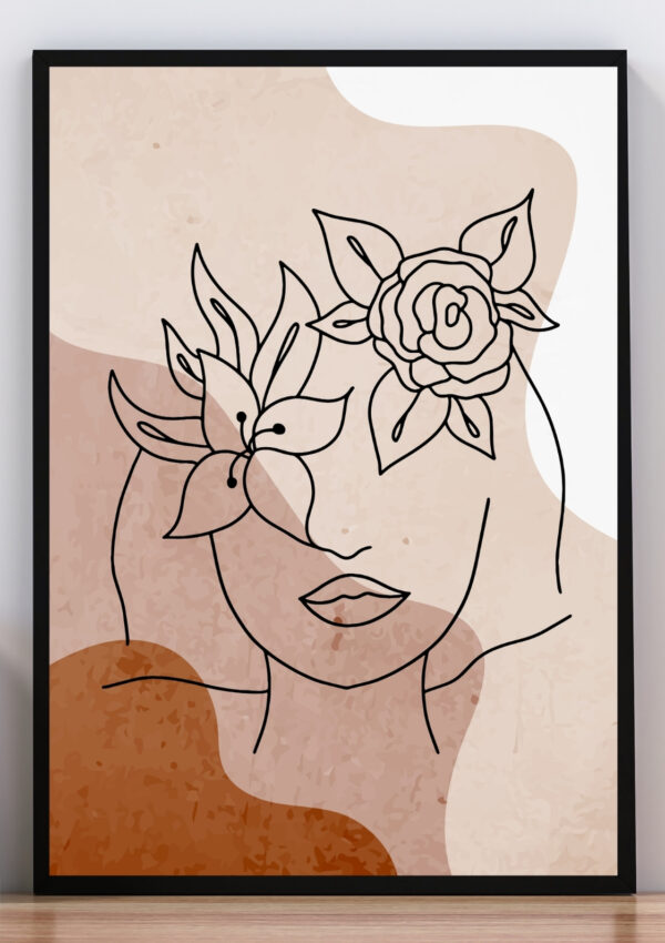 Cuadro rostro con flores V