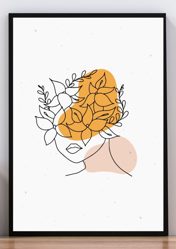 Cuadro nude rostro con flores II