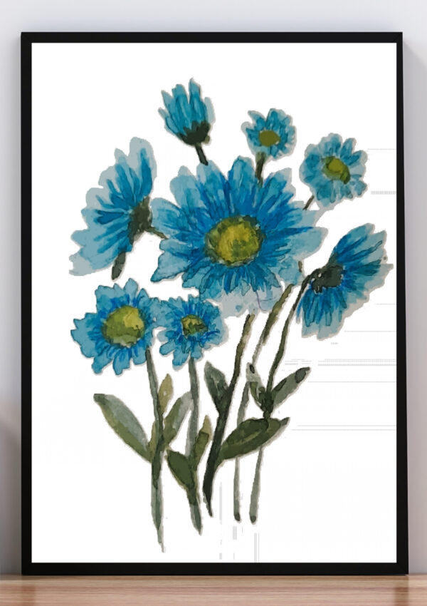 Cuadro flores celestes II