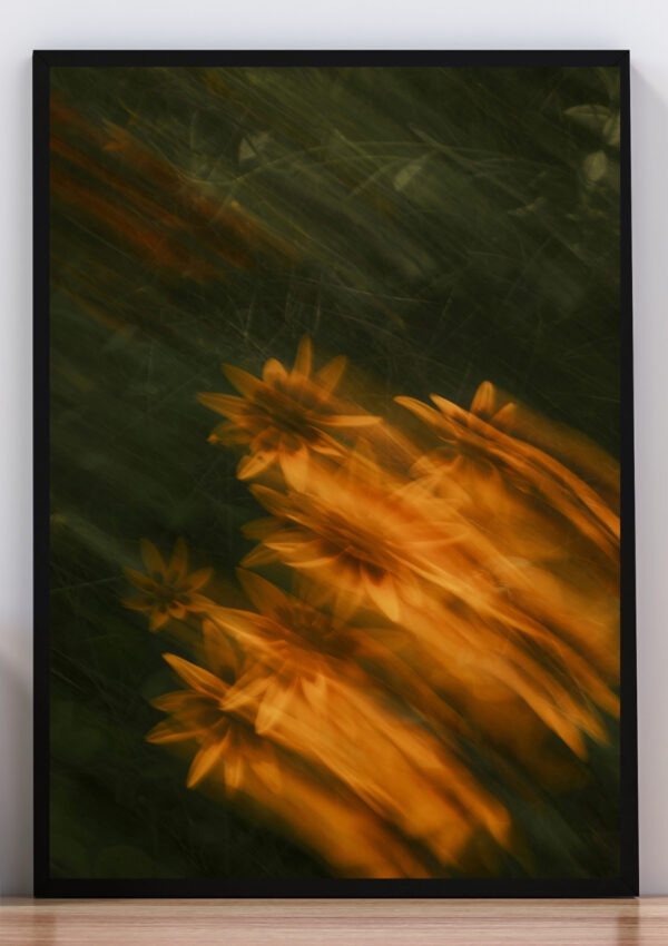 Cuadro foto distorsionada de flores amarillas