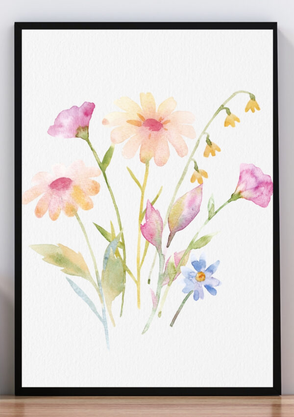 Cuadro flores efecto acuarela