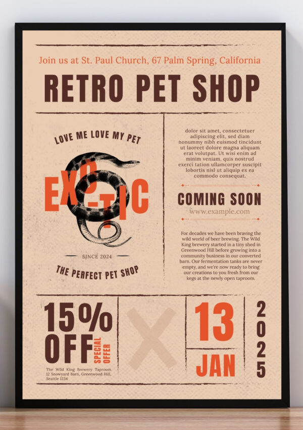 cuadro retro pet shop