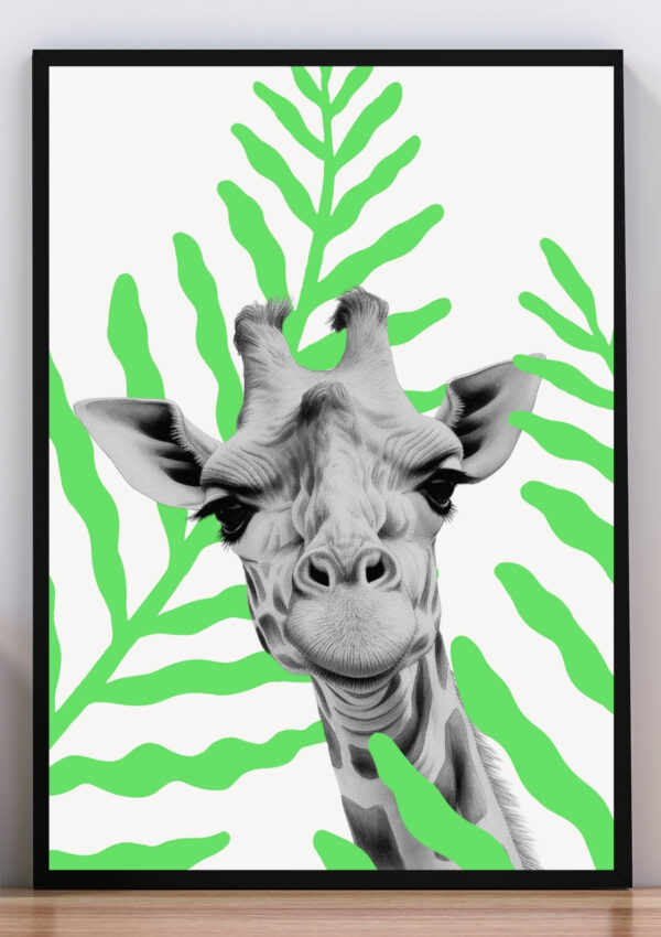 Cuadro Ilustración de jirafa blanco y negro