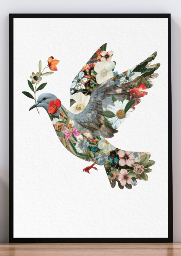Cuadro paloma y flores