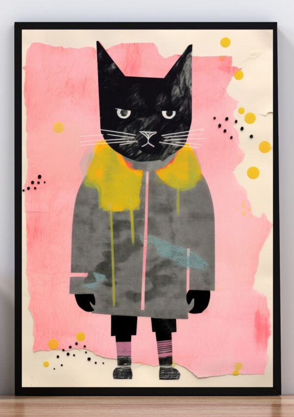 Cuadro gato con ropa