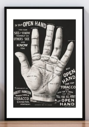 Cuadro poster anuncio de "open hand fine cut tobacco"