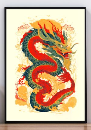 Cuadro ilustración dragón chino