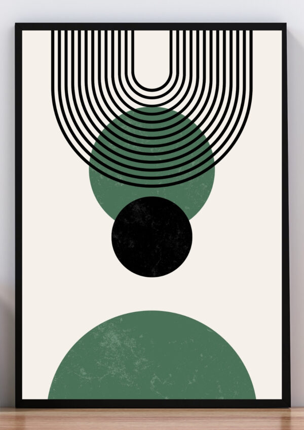 Cuadro boho verde y negro III